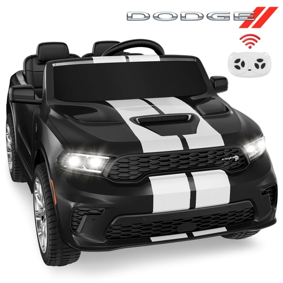 Dodge Electric Ride on Cars for Kids, 24V Licensed Dodge Durango Powered Ride on Toy with Parent Remote Control, Electric Car Vehicle for Boys 3-6 w/Music Player/LED Light/Safety Belt, Black