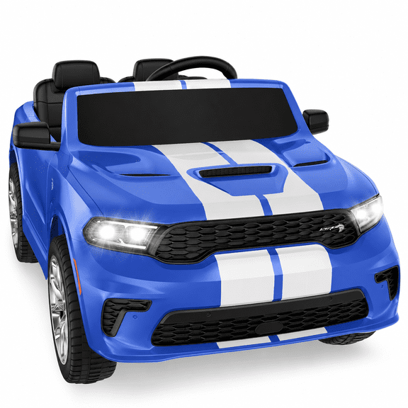 Dodge Electric Ride on Cars for Kids, 24V Licensed Dodge Durango Powered Ride on Toy with Parent Remote Control, Electric Car Vehicle for Boys 3-6 w/Music Player/LED Light/Safety Belt, Blue