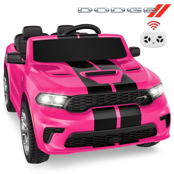 Dodge Electric Ride on Cars for Kids, 24V Licensed Dodge Durango Powered Ride on Toy with Parent Remote Control, Electric Car Vehicle for Girls 3-6 w/Music Player/LED Light/Safety Belt, Pink