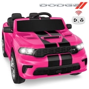 Dodge Electric Ride on Cars for Kids, 24V Licensed Dodge Durango Powered Ride on Toy with Parent Remote Control, Electric Car Vehicle for Girls 3-6 w/Music Player/LED Light/Safety Belt, Pink