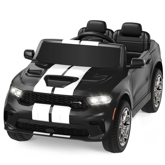 Dodge Electric Ride on Cars for Kids, 12V Licensed Dodge Durango Powered Ride on Toy with Parent Remote Control, Music Player, LED Lights, Safety Belt, Ages 3-6, Black