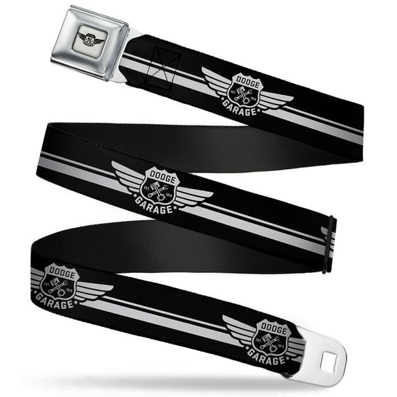 Dodge Garage Emblem Full Color Light Gray Black Dodge Garage Emblem Stripe Seatbelt Belt Standard