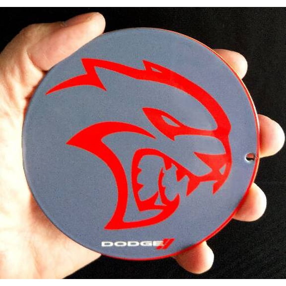 Dodge Hellcat Grey and Red Steel Sign