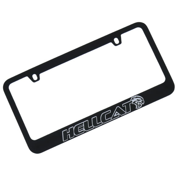 Dodge Hellcat License Plate Frame (Chrome on Black)