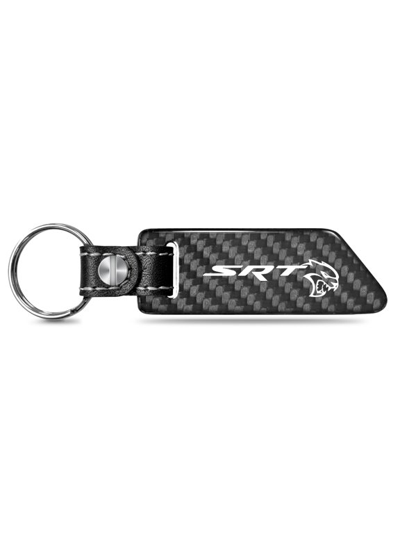 Dodge Hellcat Real Carbon Fiber Blade Style with Black Leather Strap Key Chain