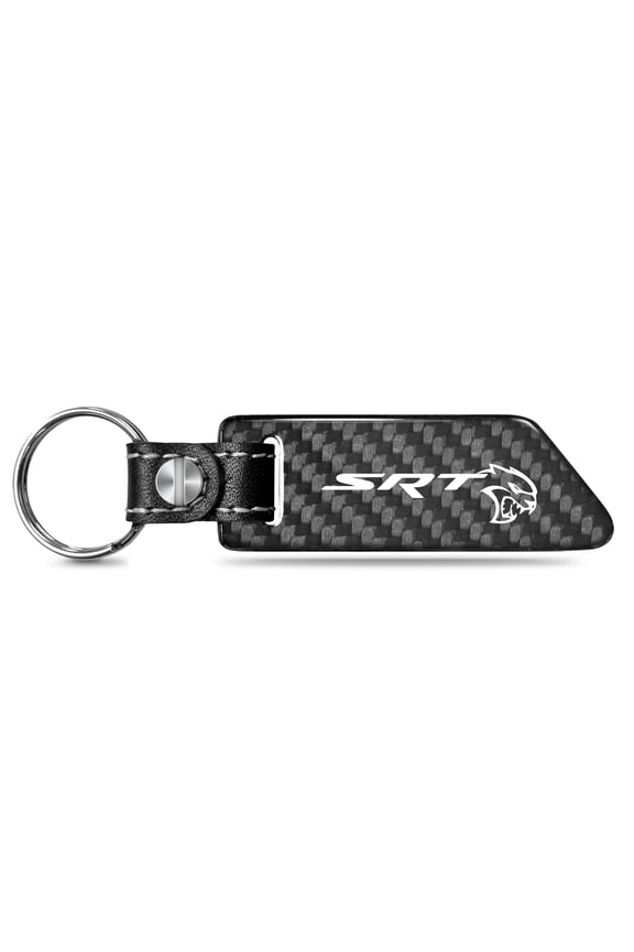 Dodge Hellcat Real Carbon Fiber Blade Style with Black Leather Strap Key Chain