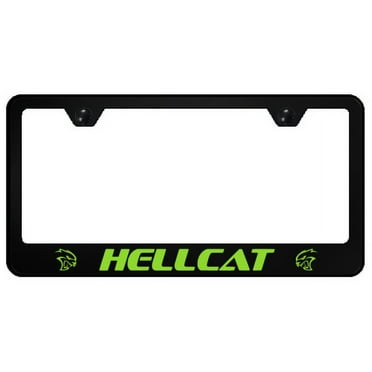Dodge Hellcat UV Print Logo Polycarbonate License Plate Frame (Green on Black)