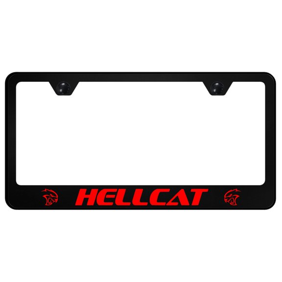 Hellcat License Plate Frame -Red Logo on Black Polycarbonate