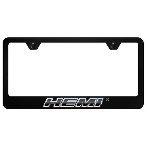 Dodge Hemi UV Print Logo Polycarbonate License Plate Frame (Silver on Black)