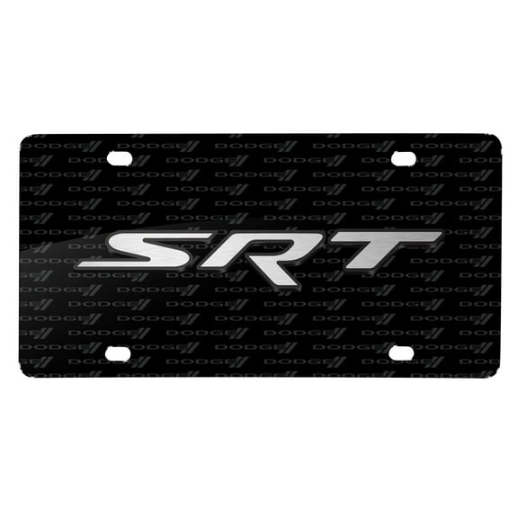 Dodge Jeep SRT 3D Logo on Logo Pattern Black Aluminum License Plate