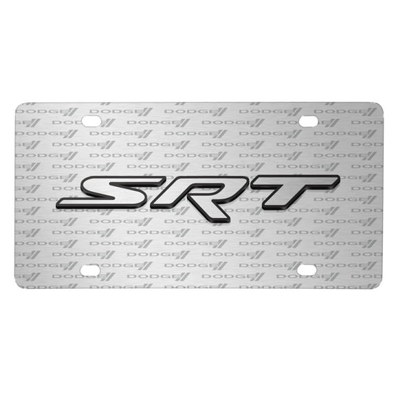 Dodge Jeep SRT 3D Logo on Logo Pattern Brushed Aluminum License Plate