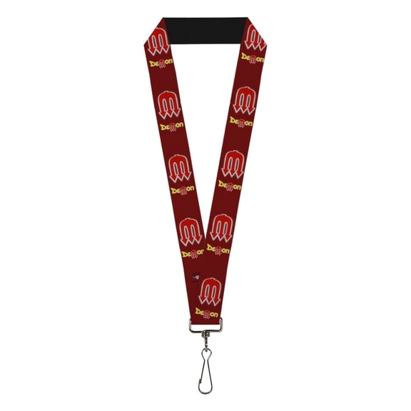 Dodge Lanyard, Vintage Dodge Demon Logo Icon Burgundy Yellow Red, Elastic