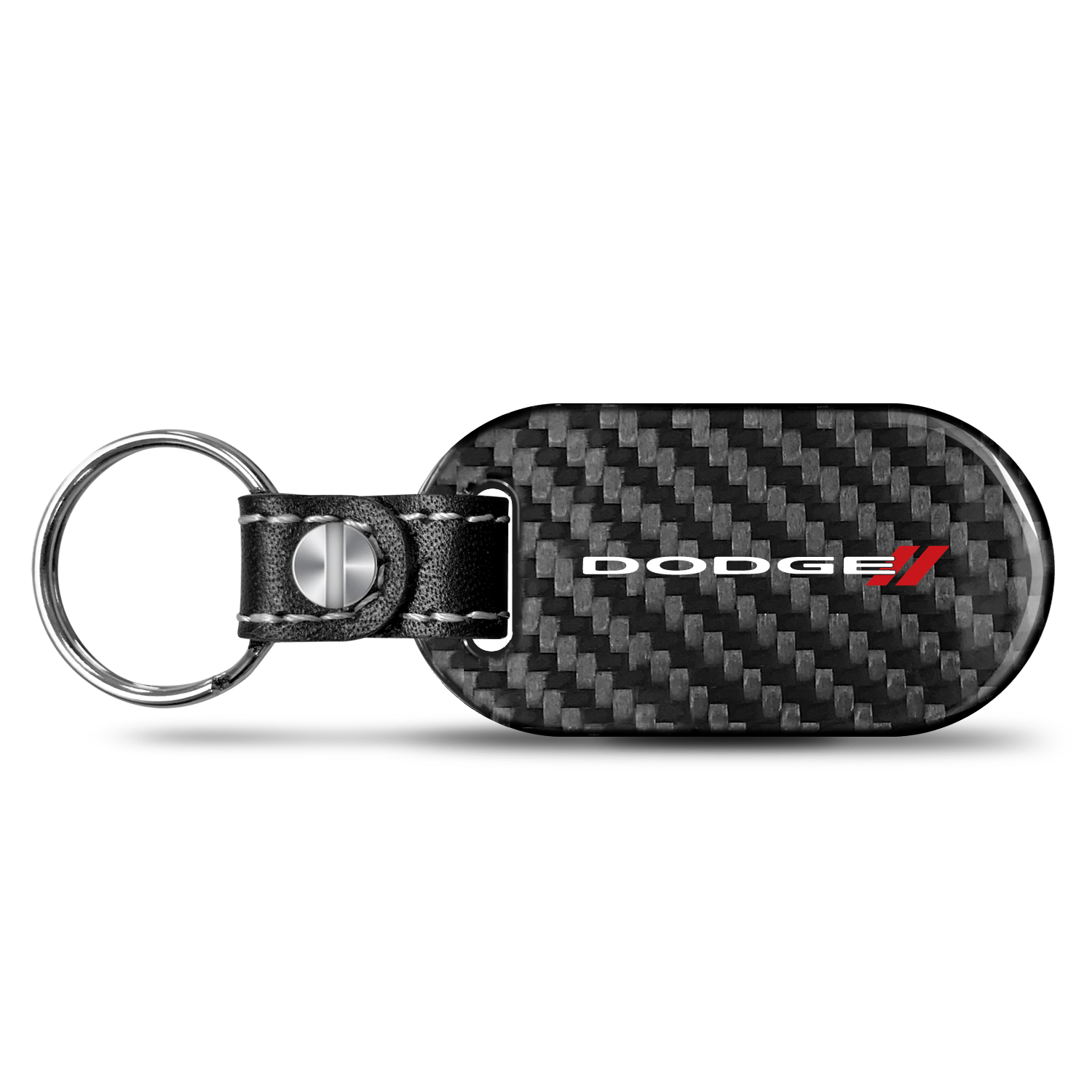 Dodge Logo 100% Real Carbon Fiber 3 mm Thick Tag Style Key Chain Keychain