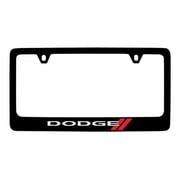Dodge Logo Black Coated Metal License Plate Frame Holder