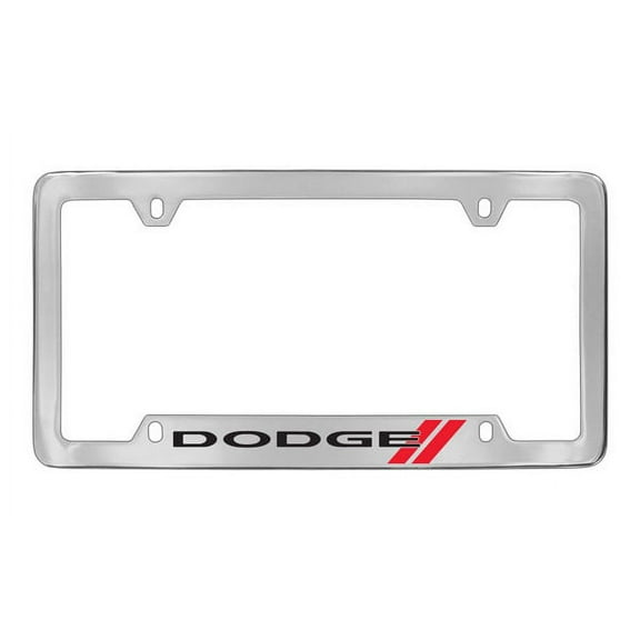 Dodge Logo Chrome Plated Metal Bottom Engraved License Plate Frame Holder