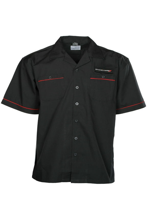 Dodge Logo Mechanic Type Style Button Down Work Crew Pit Shirt Official Licensed (L)