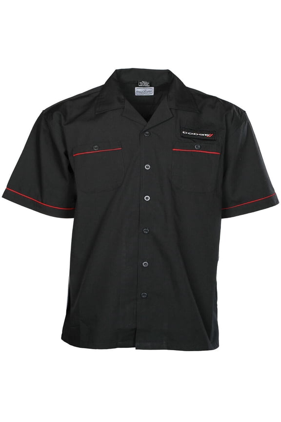 Dodge Logo Mechanic Type Style Button Down Work Crew Pit Shirt Official Licensed (M)