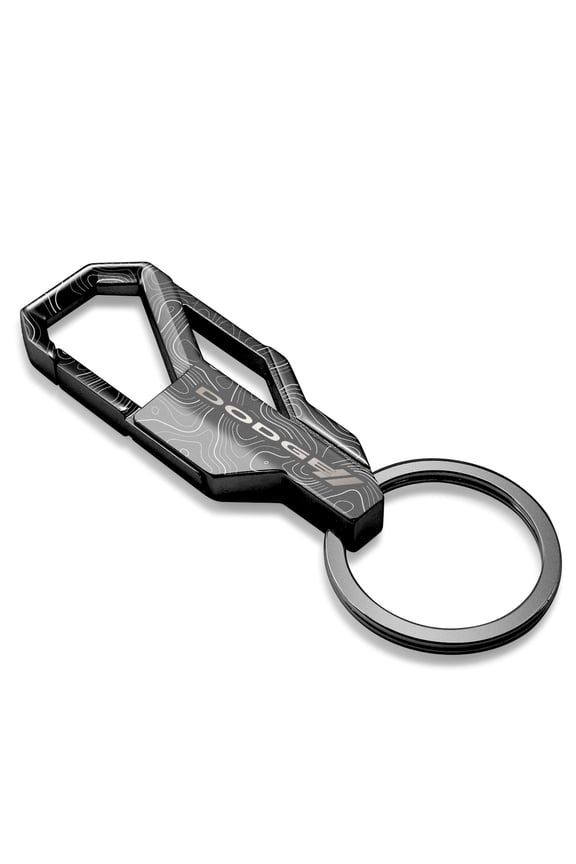 Dodge Logo Topographic Black Carabiner Style Snap Hook Metal Key Chain