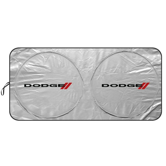 Dodge Logo Universal Fit One-Piece Easy Folding Silver Reflective Fabric Windshield Sun Shade (size: 75.5"x 37.5")