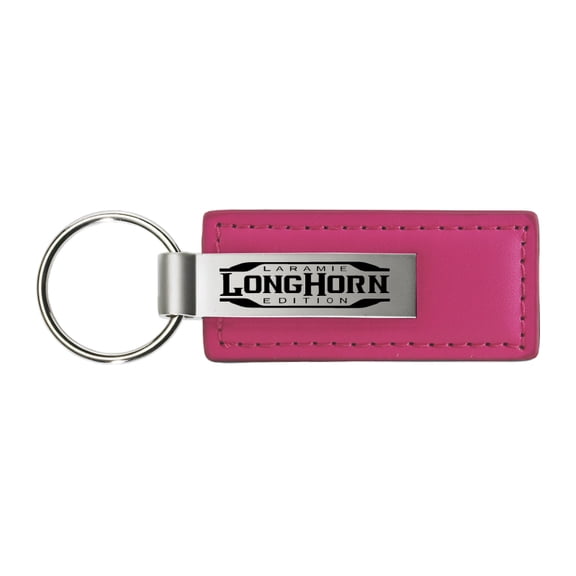 Dodge Longhorn Laramie Rectangular Leather Key chain (Pink)