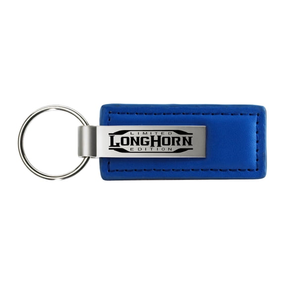 Dodge Longhorn Rectangular Leather Key Fob (Blue)