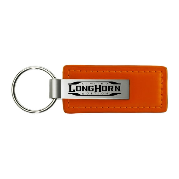 Dodge Longhorn Rectangular Leather Key Fob (Orange)