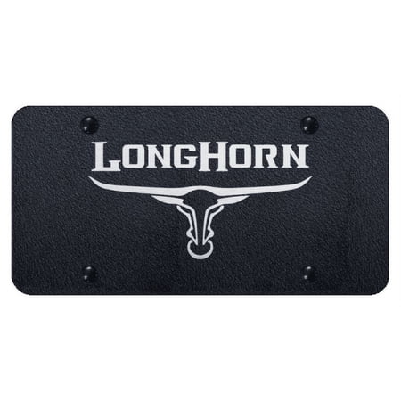 Dodge Longhorn Skull Laser Etched Logo License Plate (Rugged Black)