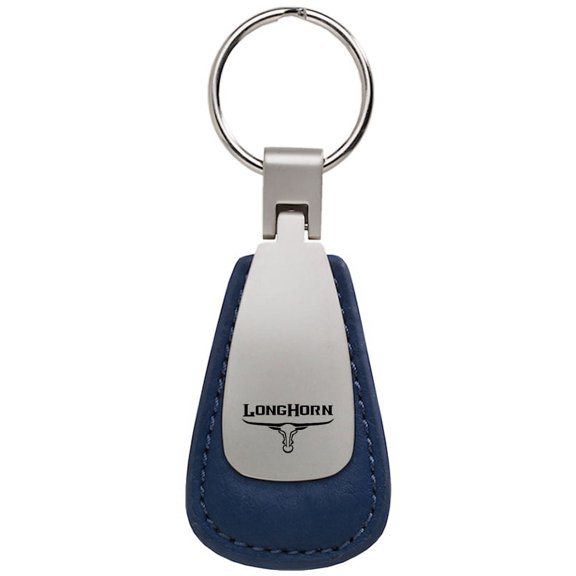 Dodge Longhorn Skull Leather Teardrop Key Chain (Blue)