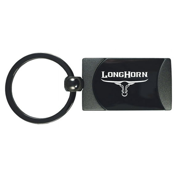 Dodge Longhorn Skull Two-Tone Rectangular Key Chain (Gun Metal)