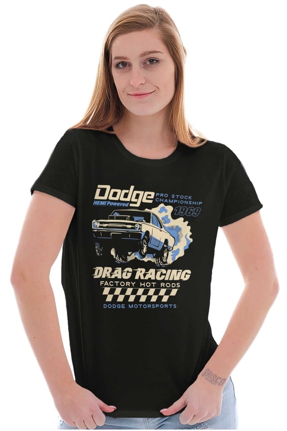 Dodge Motorsports Drag Racing Hot Rod Womens Slim Fit Graphic Tee Brisco Brands L