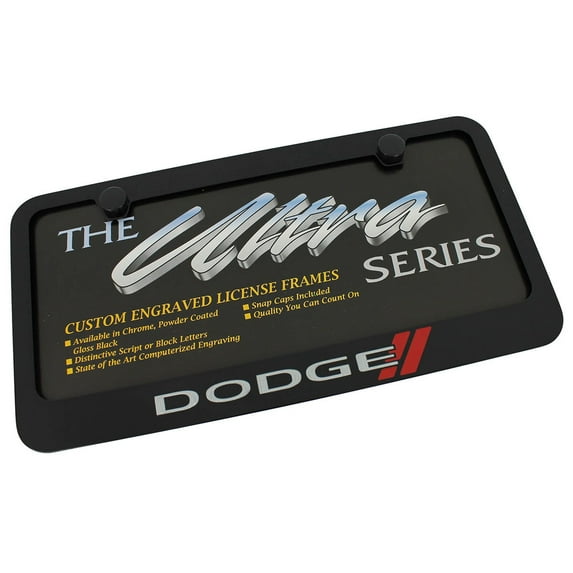 Dodge New Logo Black Metal License Plate Frame