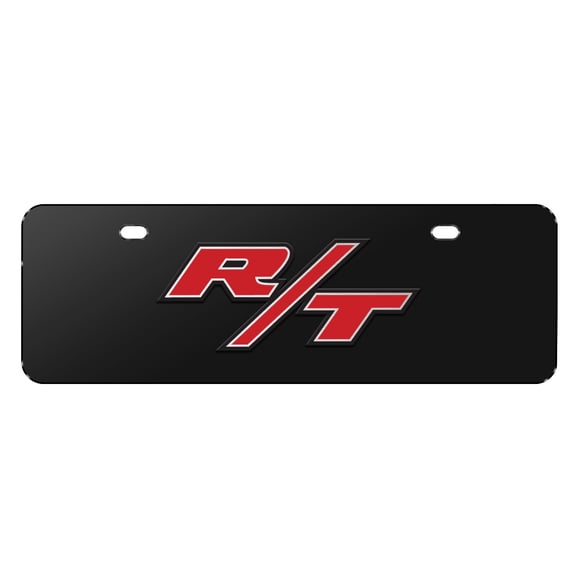 Dodge R/T 3D Logo Logo 12" x 4.25" European Look Chrome Half-Size Stainless Steel License Plate