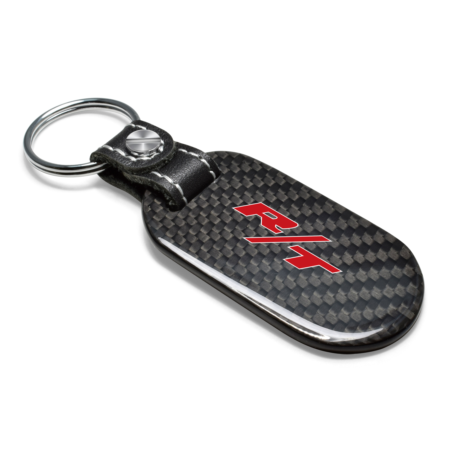 Dodge R/T Logo 100% Real Carbon Fiber 3 mm Thick Tag Style Key Chain Keychain