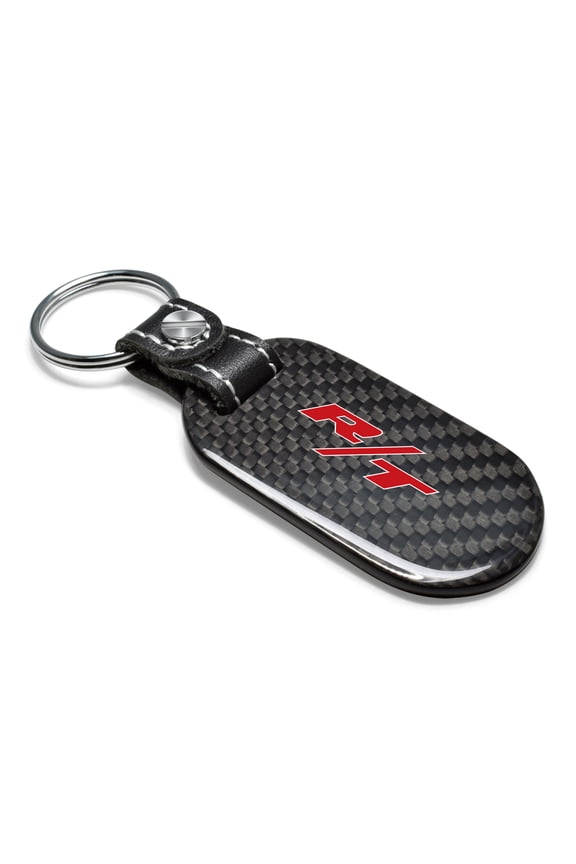 Dodge R/T Logo 100% Real Carbon Fiber 3 mm Thick Tag Style Key Chain Keychain