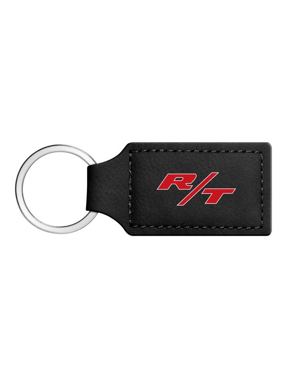 Dodge R/T Logo Rectangular Black Leather Key Chain