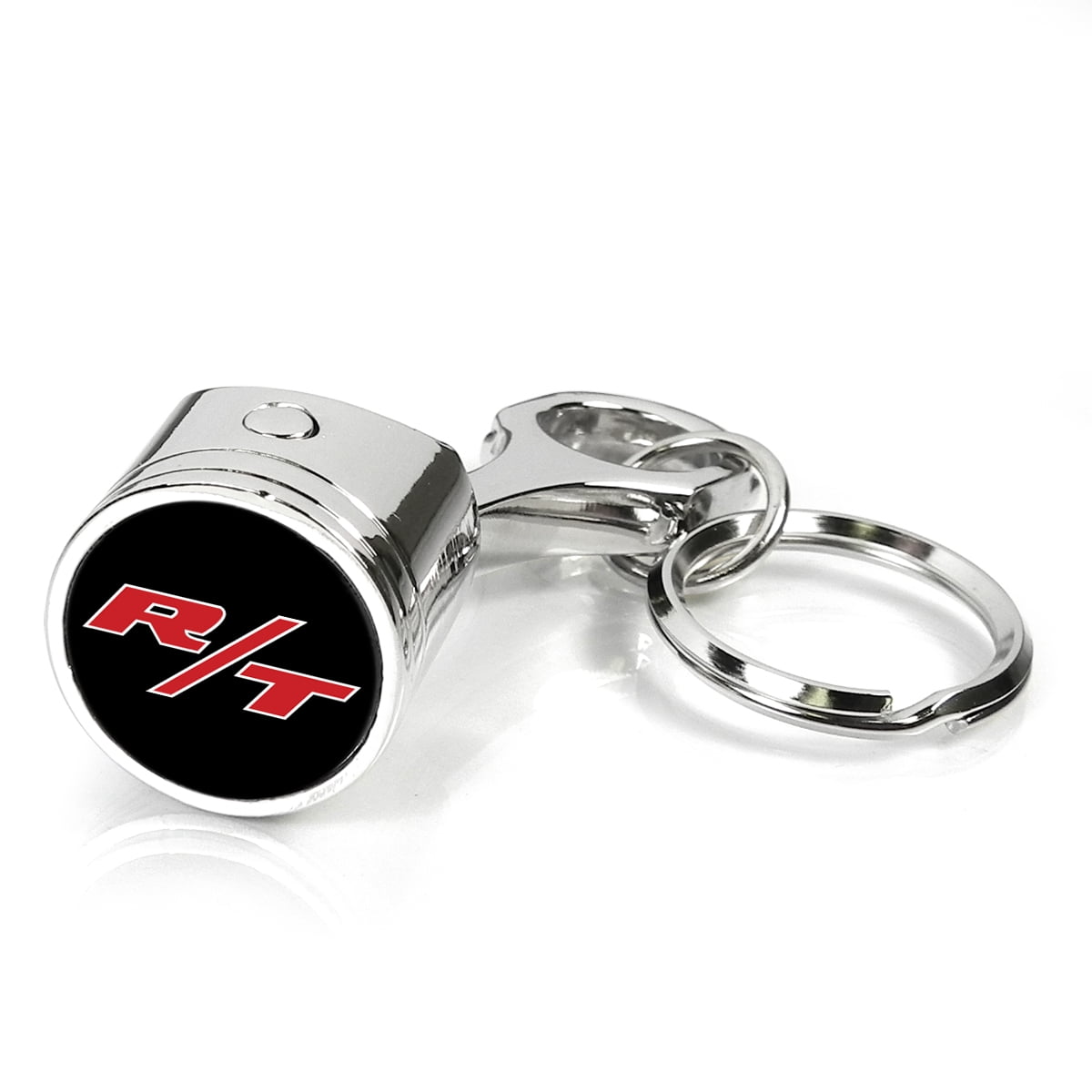 Custom Rt Red Key Dodge R/T Logo in Red Chrome Finish Engine Piston and Rod Metal Key ...
