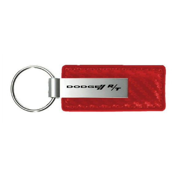 Dodge R/T Red Carbon Fiber Texture Leather Key Chain Fob Official Licensed