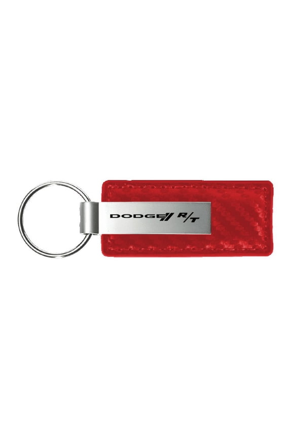 Dodge R/T Red Carbon Fiber Texture Leather Key Chain Fob Official Licensed