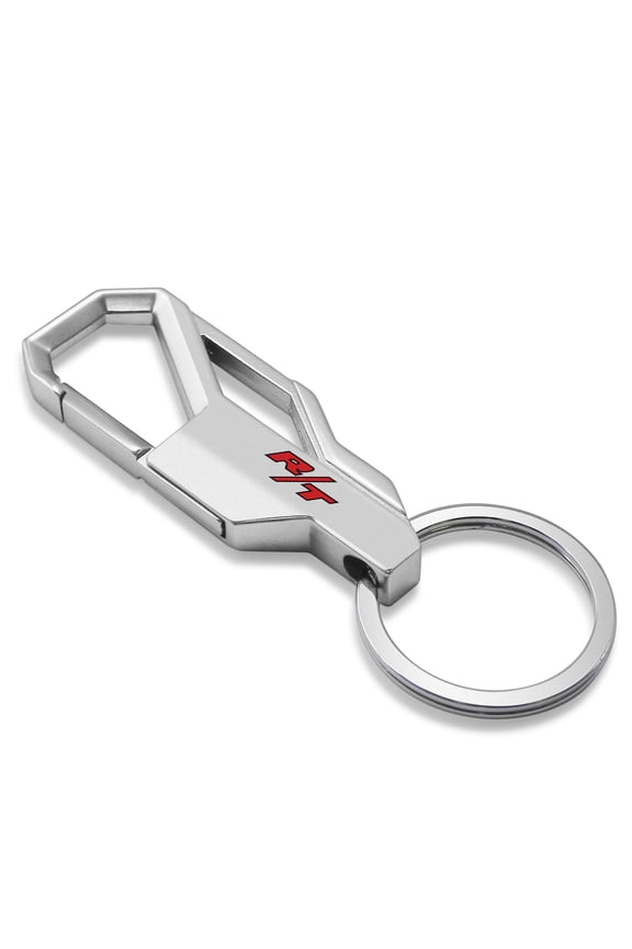 Dodge R/T Red Logo Silver Carabiner-style Snap Hook Metal Key Chain
