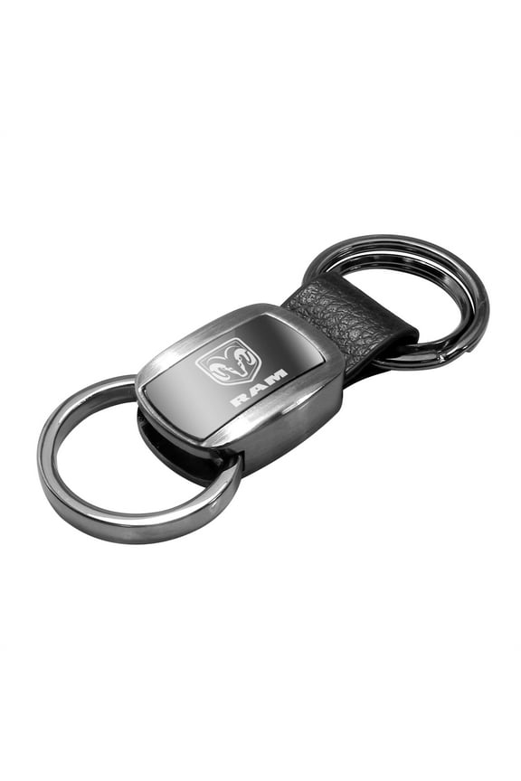 Dodge RAM Black Chrome Metal with Genuine Leather Accent Key Chain