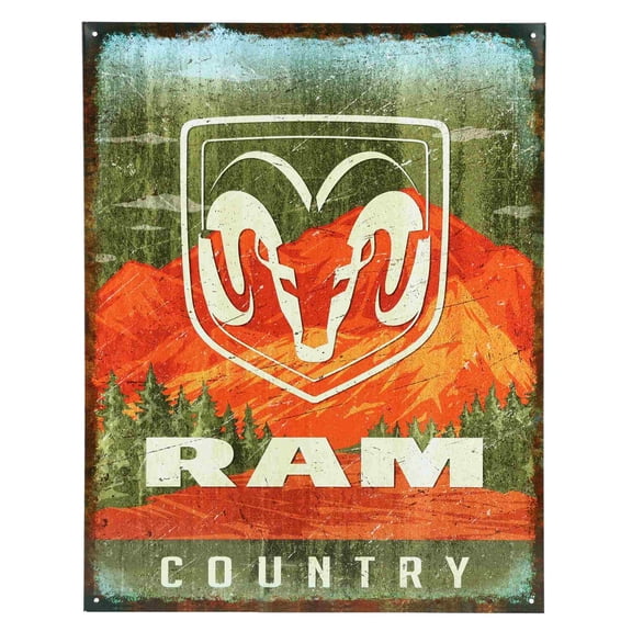 Dodge RAM Country Mountain Scene 16" x 12.5" Tin Sign DE-TIN2838