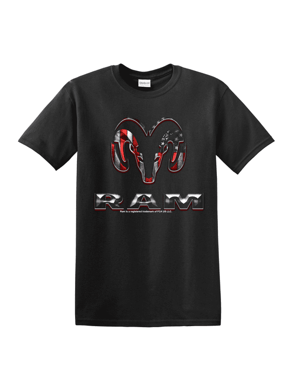 Dodge RAM Head Logo Graphic Cotton T-Shirt Black Official Licensed (XL)