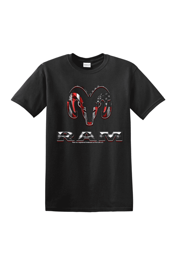 Dodge RAM Head Logo Graphic Cotton T-Shirt Black Official Licensed (XL)