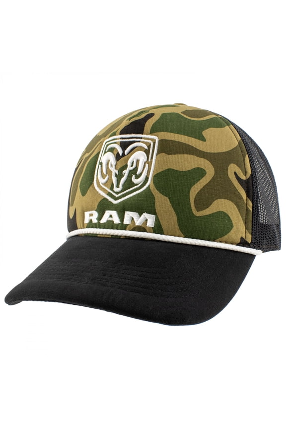 Dodge RAM Logo Green Camo Adjustable Rope Hat