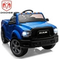 thumbnail image 1 of Dodge RAM Ride on Car, 12V Powered Ride on Toy with Remote Control, Rear Wheel Suspension, 5 Point Safety Belt, MP3 Player, Bluetooth, LED Lights, Electric Vehicles for 3-8 Years Boys Girls, Blue, 1 of 12