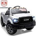 thumbnail image 1 of Dodge RAM Ride on Car, 12V Powered Ride on Toy with Remote Control, Rear Wheel Suspension, 5 Point Safety Belt, MP3 Player, Bluetooth, LED Lights, Electric Vehicles for 3-8 Years Boys Girls, White, 1 of 12