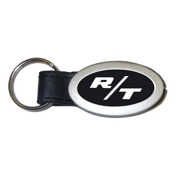 Dodge RT Oval Leather Key Chain (Black)