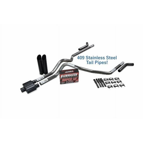 Dodge Ram 1500 09-18 2.5" SS Dual Exhaust Kit Flowmaster Super 10 Corner Black