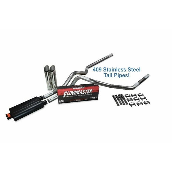 Dodge Ram 1500 Truck 04-08 2.5 Dual Exhaust Kits Flowmaster Super 40 Slash Tip Dodge Ram 1500 Truck 04-08 2.5 Dual Exhaust Kits Flowmaster Super 40 Slash Tip