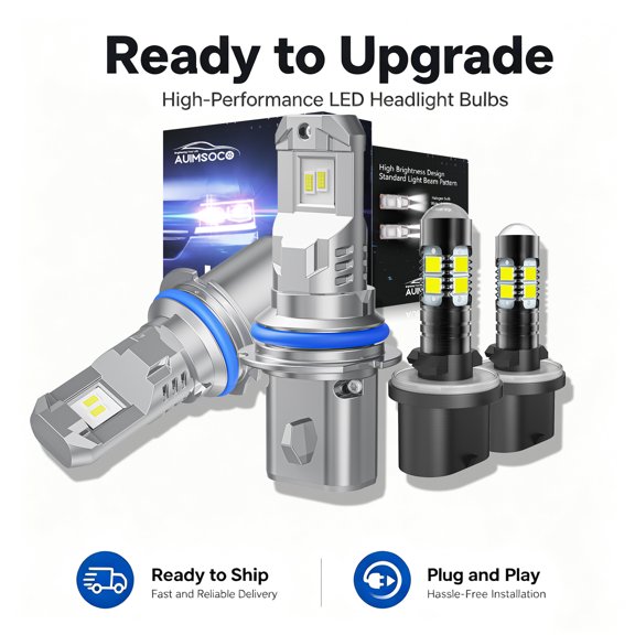 For Dodge Ram 1500 1994-1997 Runner Standard Cab Pickup 2-Door Combo 9004 880 LED Headlight Bulbs High/Low Beam Fog Light Kit, Cool White Light Super Bright